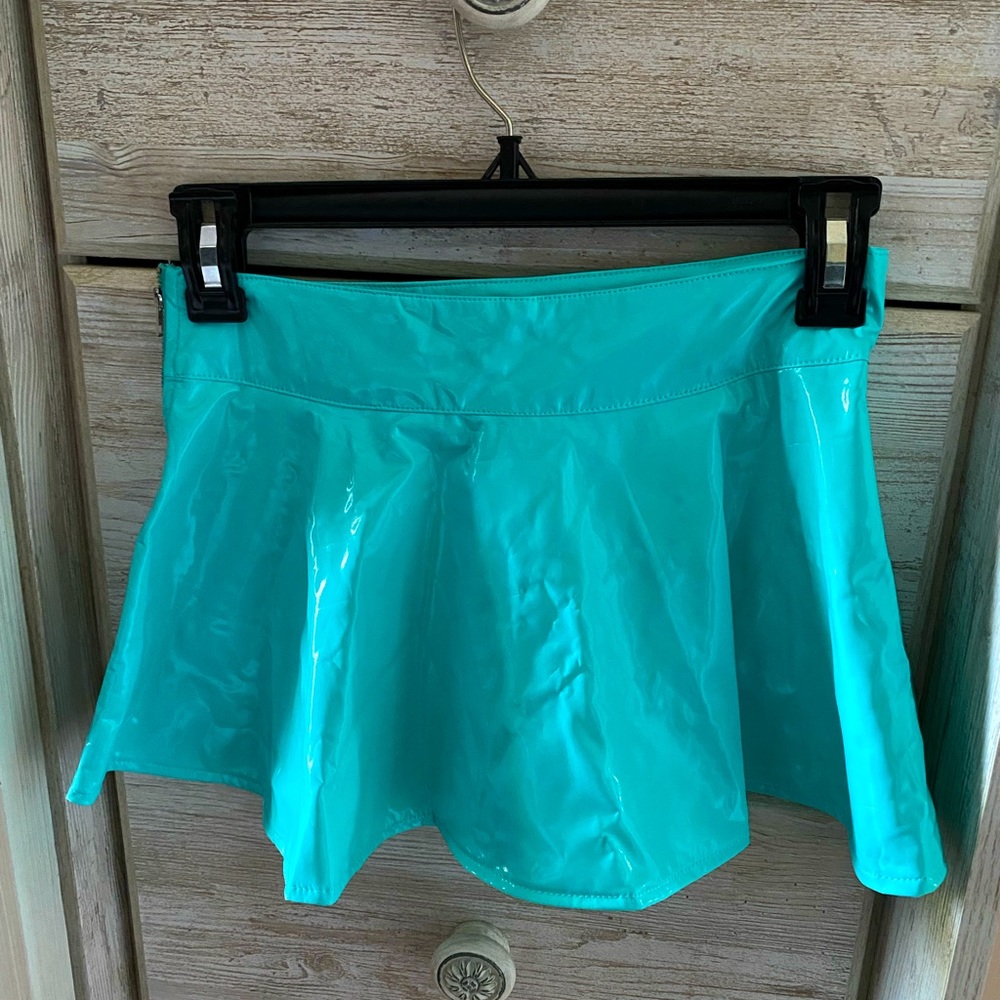It's My World Vinyl Skater Skirt- Blue